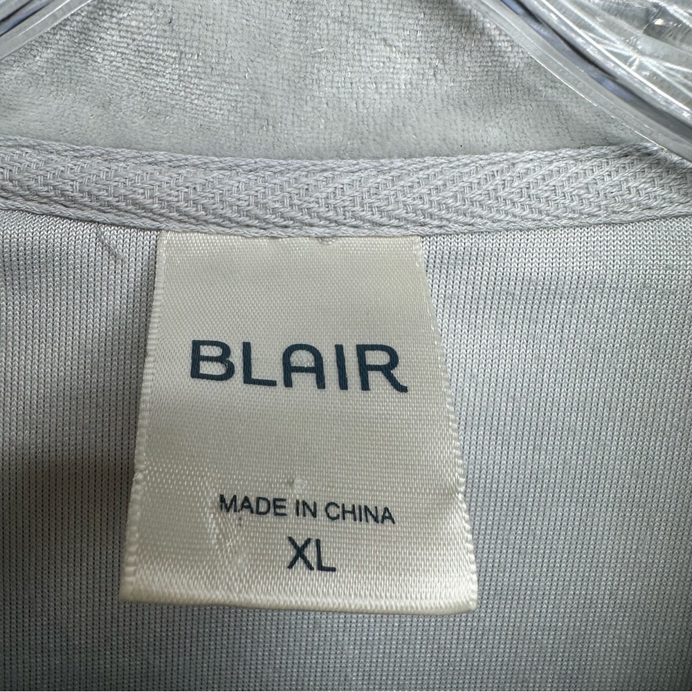 BLAIR Velour Tracksuit XL Gray Silver Quilted Smocked Zip Grandpa Retro Cottage - Picture 4 of 16